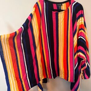Ralph Lauren Pink and Yellow Striped pancho